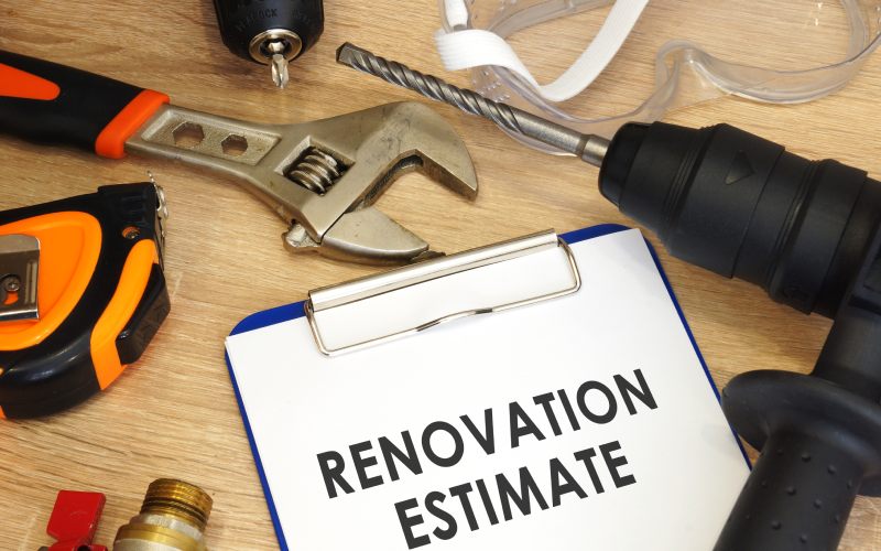 clipboard words renovation estimate work tools