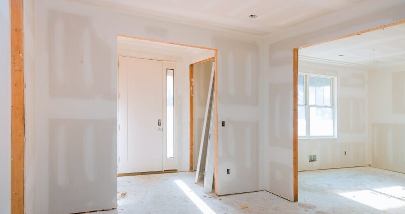 interior construction housing project door installed construction materials